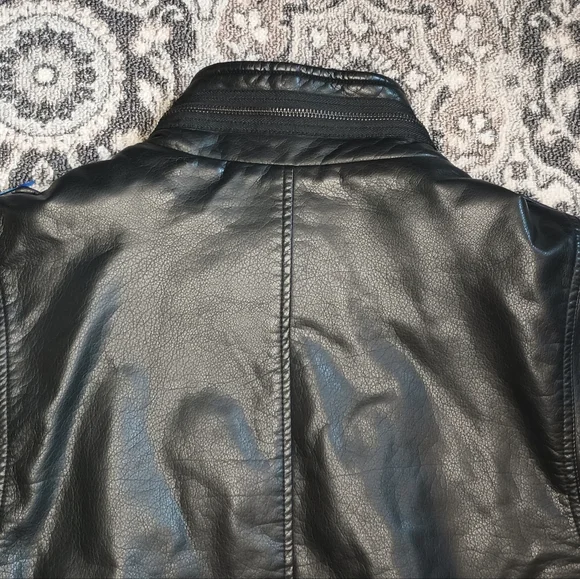 Levis Mens Faux Leather Aviator Jacket XL Black Sherpa Lined Moto Trucker Biker - Picture 7 of 14